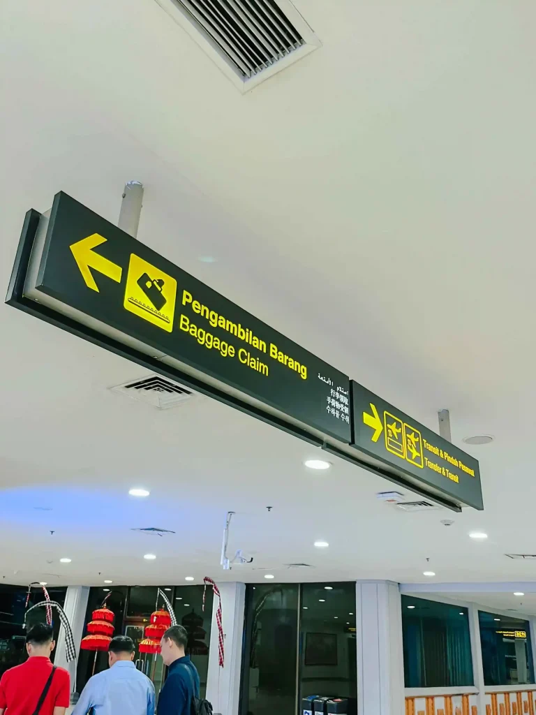 Baggage claim directional sign at Bali Ngurah Rai International Airport